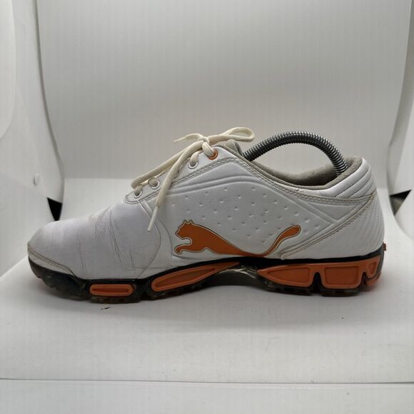 Puma Super Cell Fusion Ice Golf Shoes White, Orange, Silver Size 9.5 (18581607) main image 12